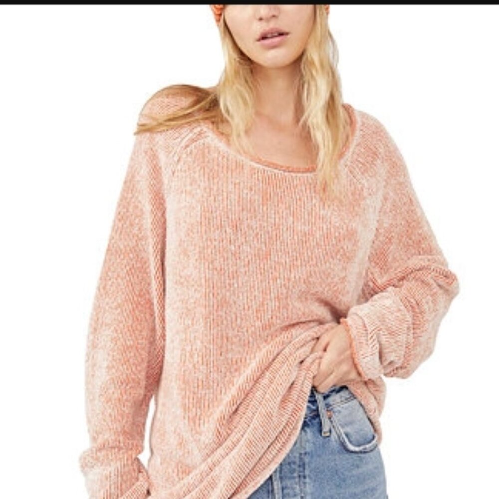 Free People Peach Crew Neck Sweater